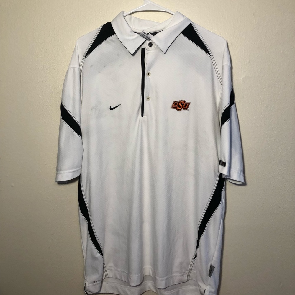 Used Oklahoma State Nike Dri-Fit Polo Medium White